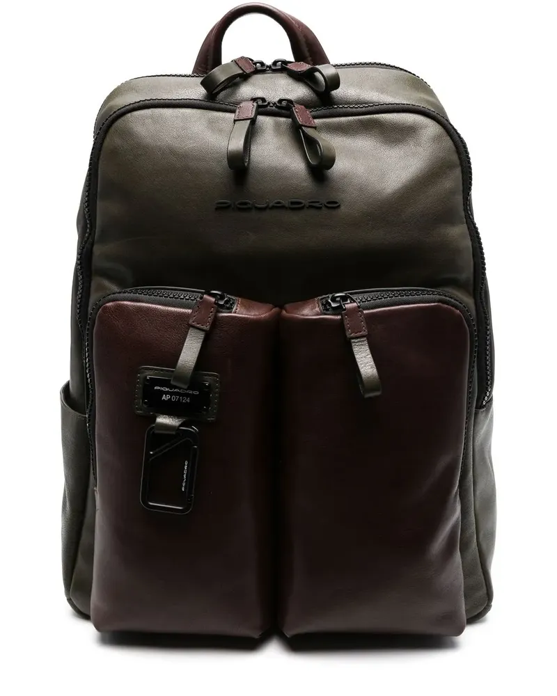Piquadro Rucksack mit Logo-Schild - Grün Grün