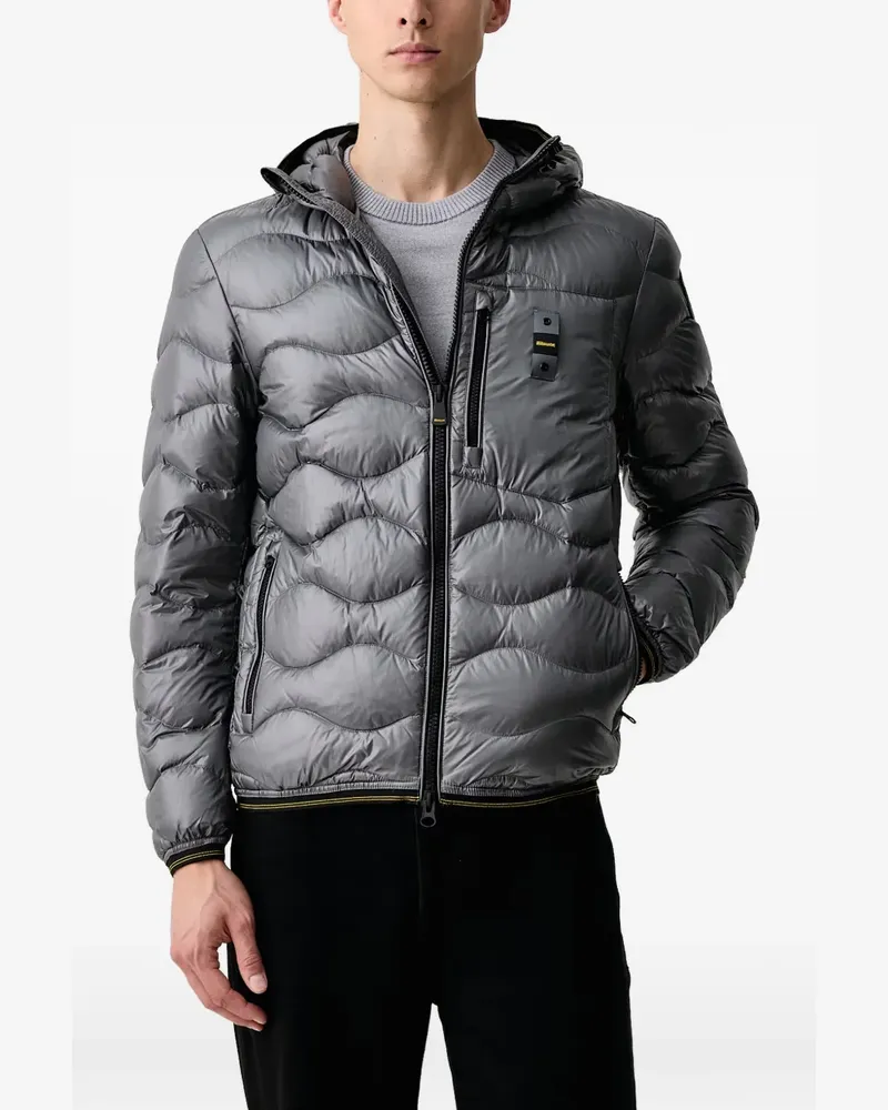 Blauer wave-quilted hooded jacket - Grau Grau
