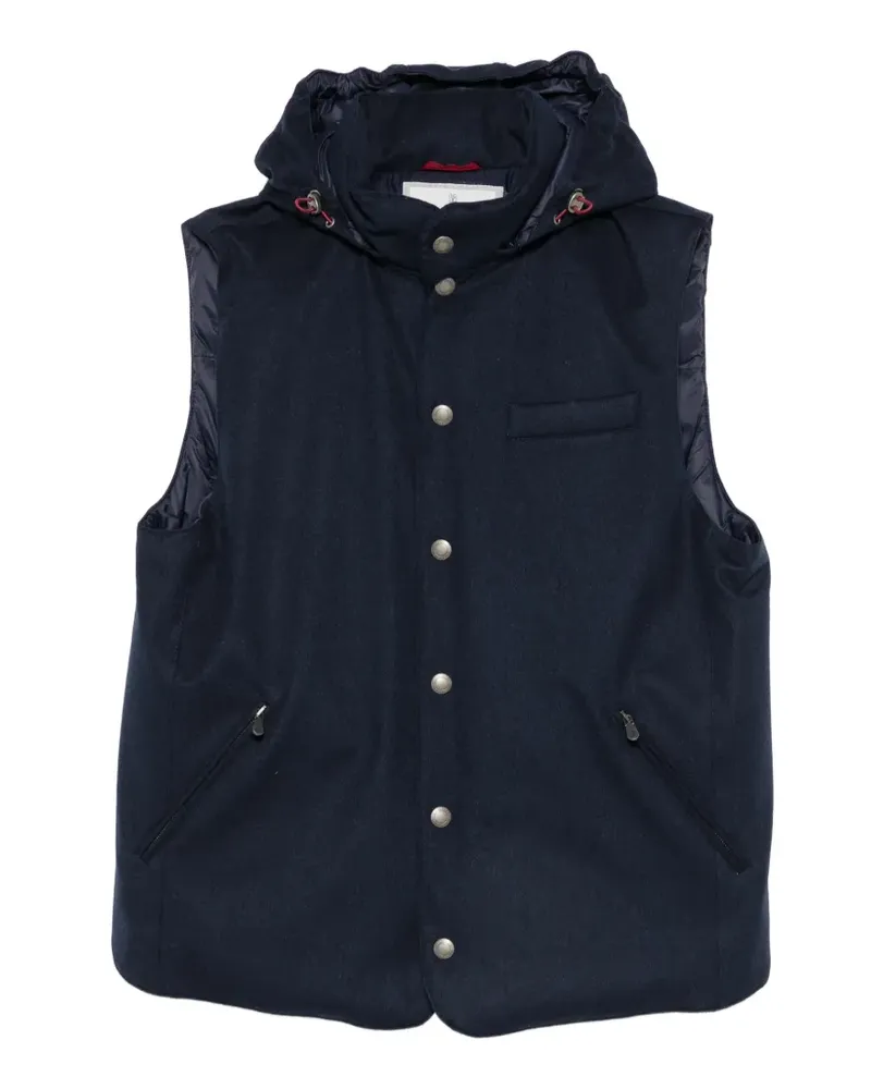 Brunello Cucinelli hooded press-stud gilet - Blau Blau
