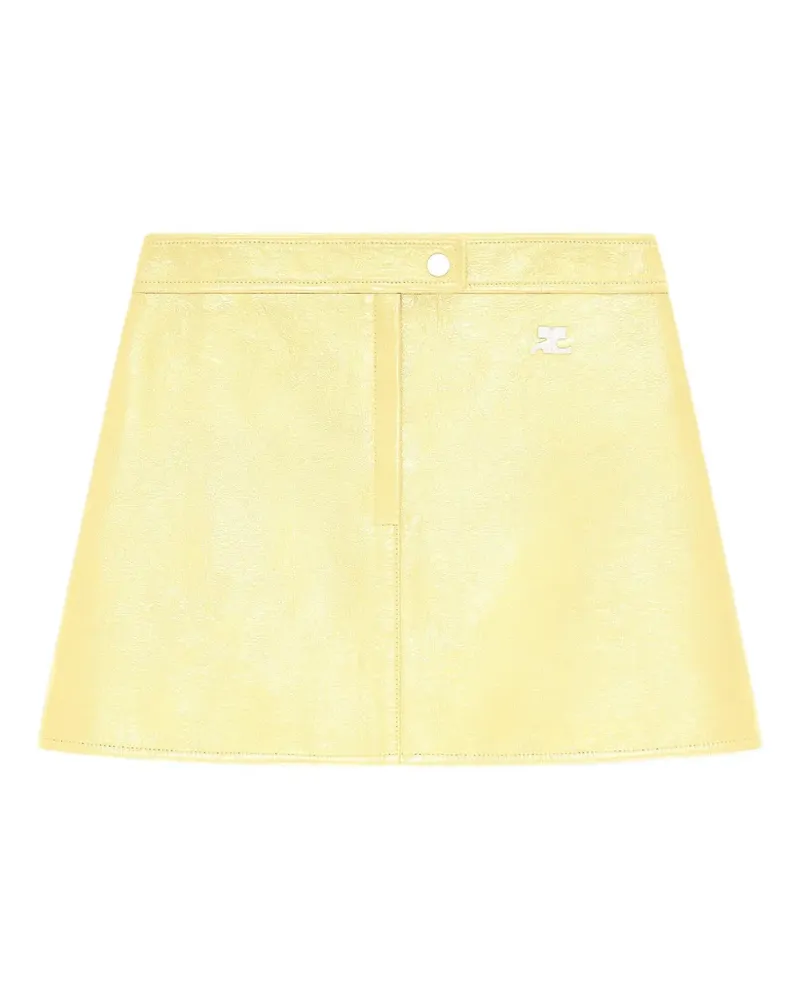 Courrèges Minirock in Vinyl-Optik - Gelb Gelb