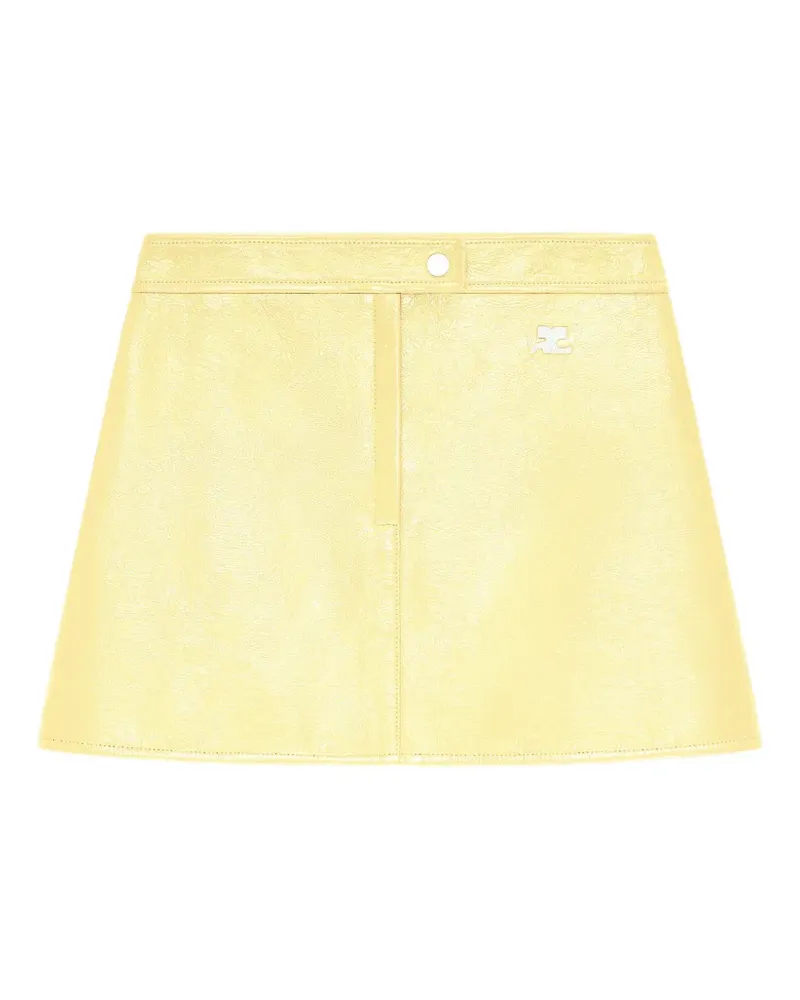 Courrèges Minirock in Vinyl-Optik - Gelb Gelb