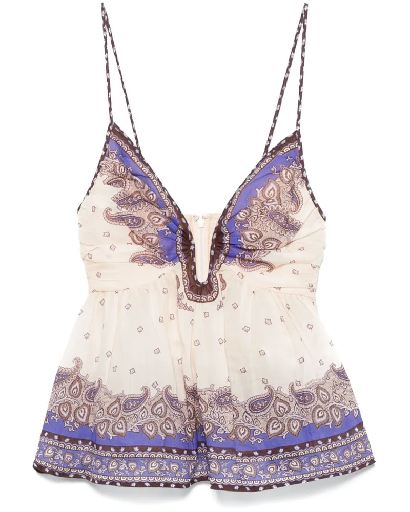 Zimmermann Maxine Plunge Bluse - Nude Nude