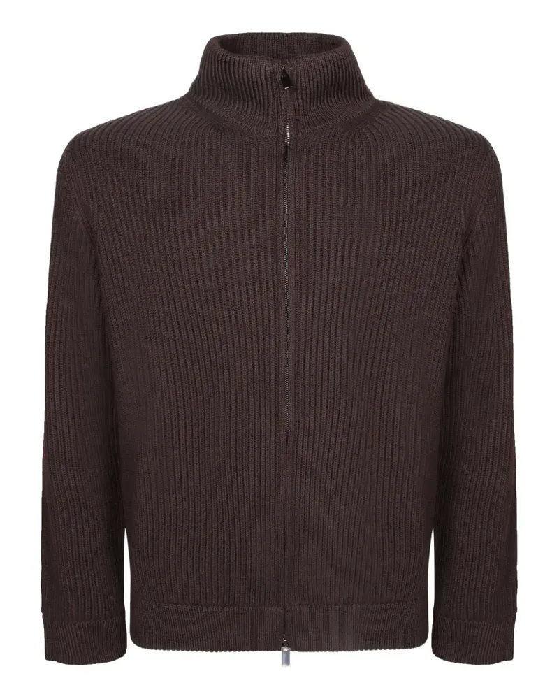 Dell'oglio Gerippter Cardigan mit Reißverschluss - Braun Braun