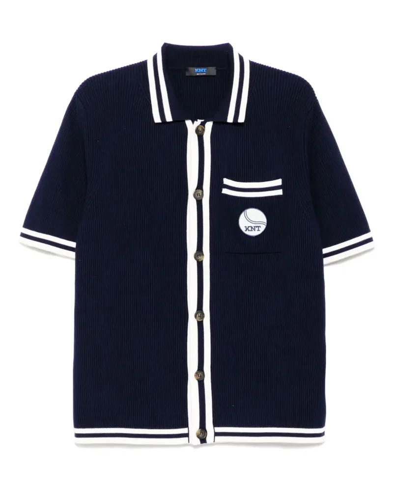 Kiton Hemd mit Logo-Patch - Blau Blau