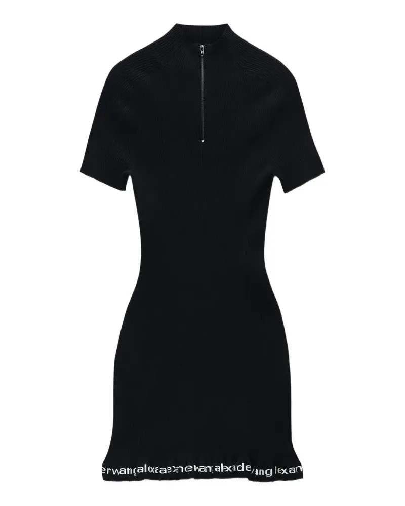 Alexander Wang Geripptes Minikleid mit Logo - Schwarz Schwarz