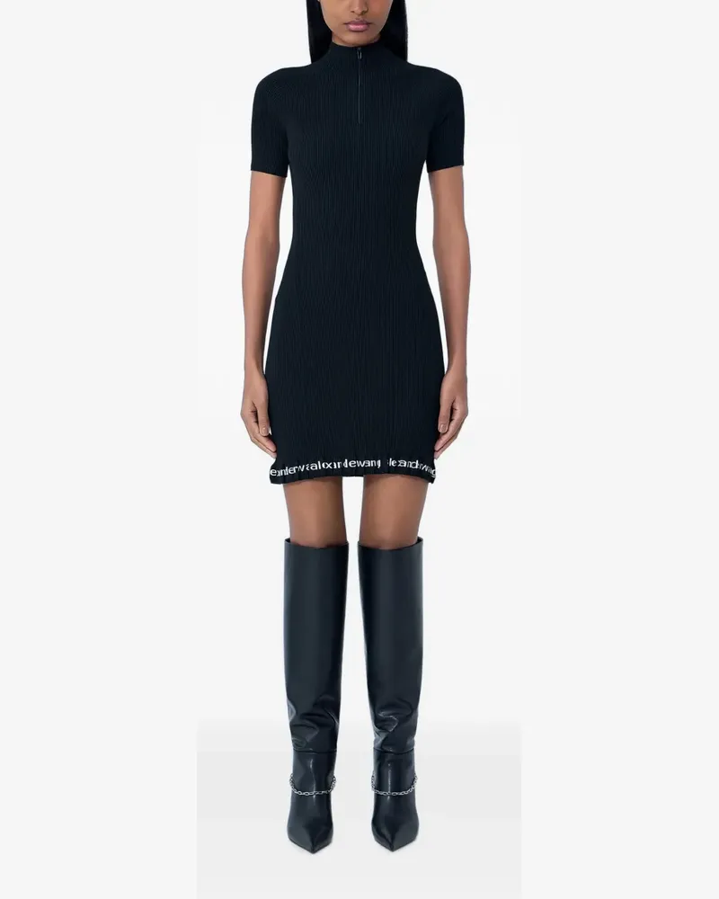 Alexander Wang Geripptes Minikleid mit Logo - Schwarz Schwarz