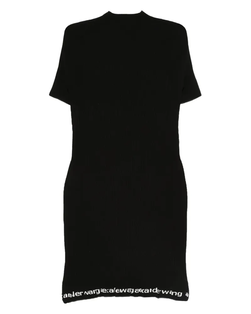 Alexander Wang Geripptes Midikleid mit Logo - Schwarz Schwarz