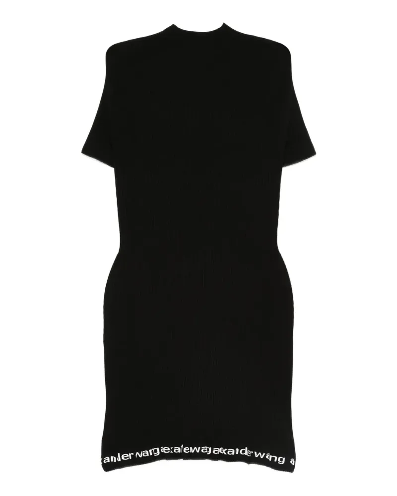 Alexander Wang ribbed logo-detail midi dress - Schwarz Schwarz