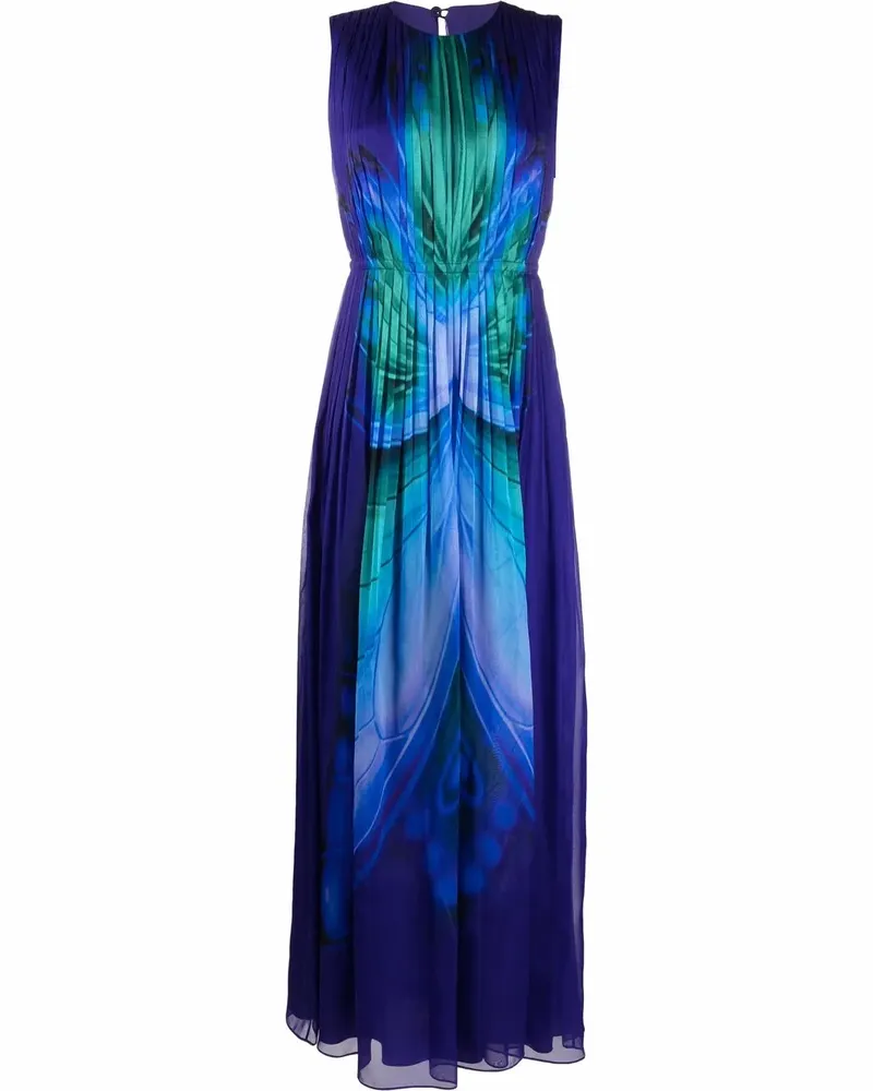 Alberta Ferretti Maxikleid mit Schmetterling-Print - Blau Blau