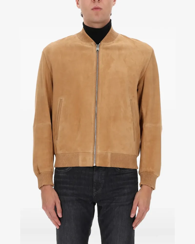 HUGO BOSS Lederjacke mit Reißverschluss - Braun Braun