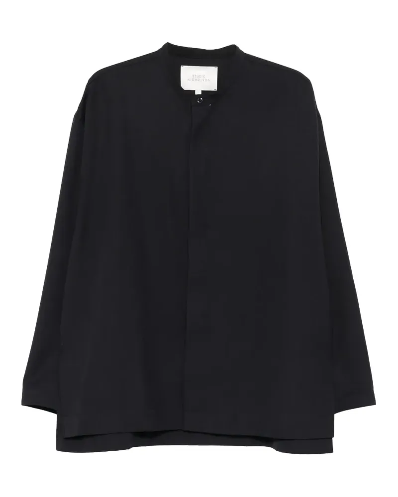 Studio Nicholson collarless shirt - Schwarz Schwarz