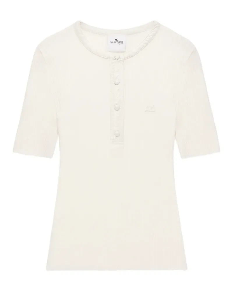 Courrèges ribbed-knit vinyl-collar T-shirt - Weiß Weiß