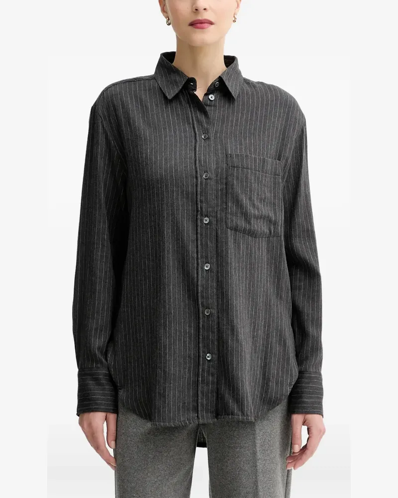 Marc O'Polo pinstripe-pattern patch-pocket shirt - Grau Grau