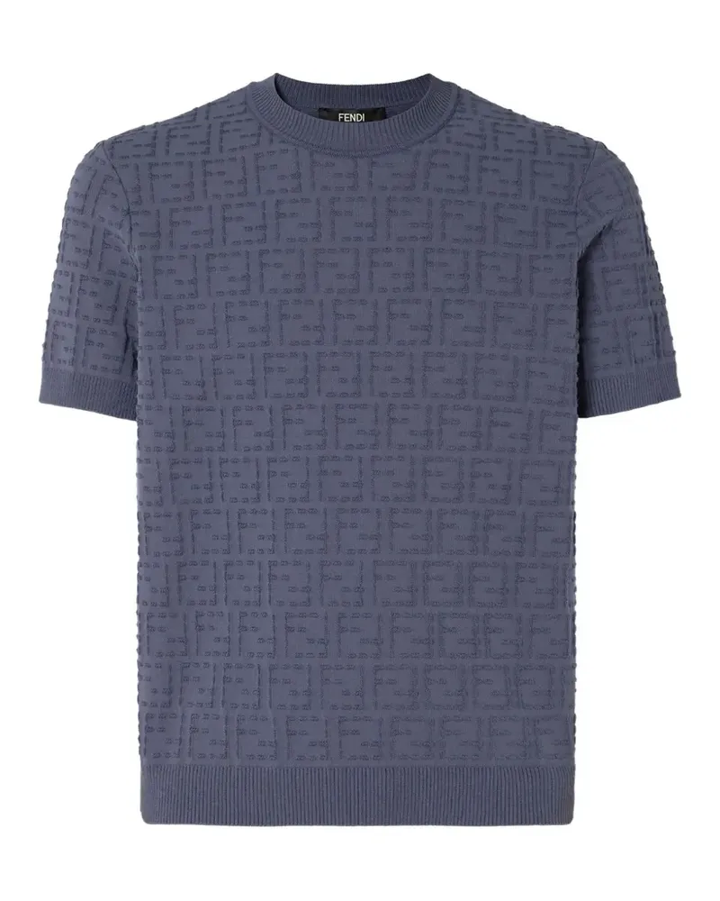 Fendi embossed crew-neck T-shirt - Blau Blau