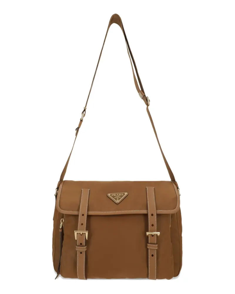 Prada medium triangle-logo cross body bag - Braun Braun