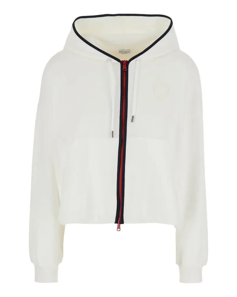 Brunello Cucinelli Kapuzenjacke mit Reißverschluss - Weiß Weiß