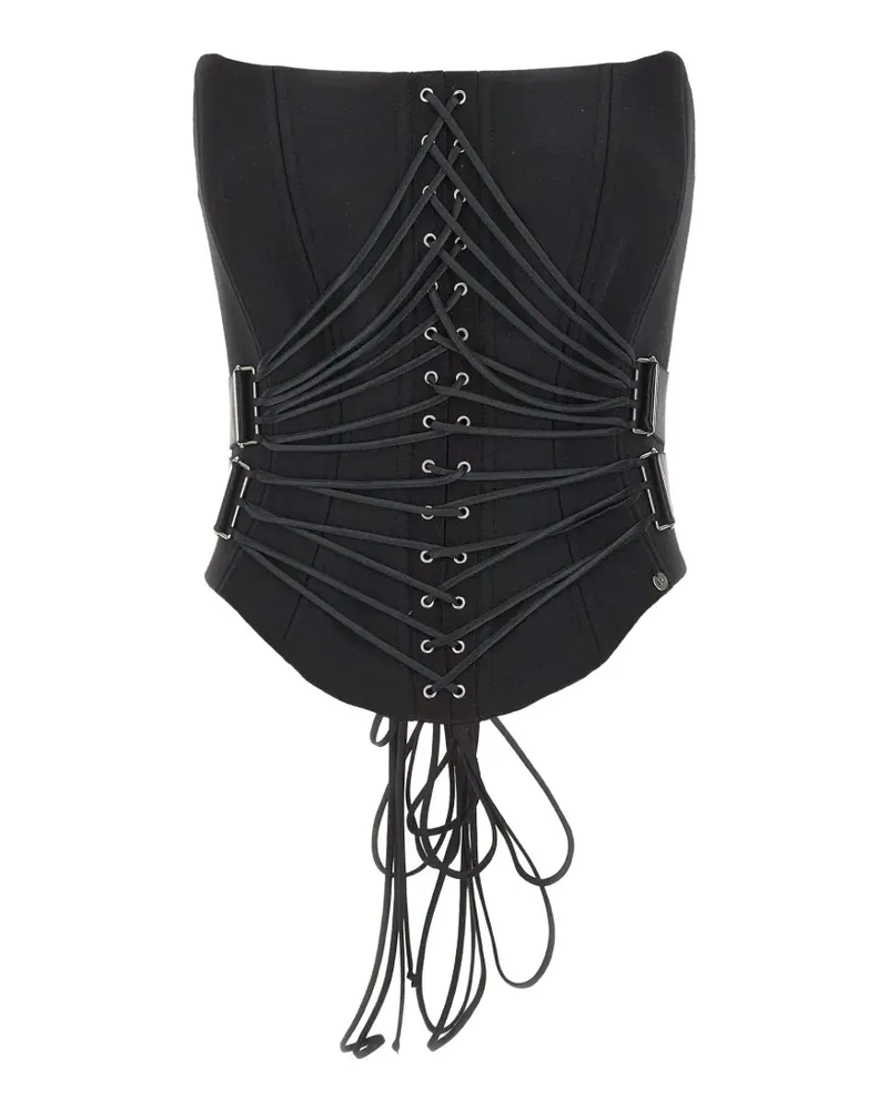 NISSA wool blend metallic detail corset - Schwarz Schwarz