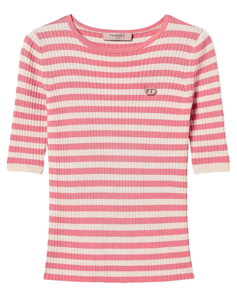 Twin-Set Gestreiftes T-Shirt - Weiß Weiß