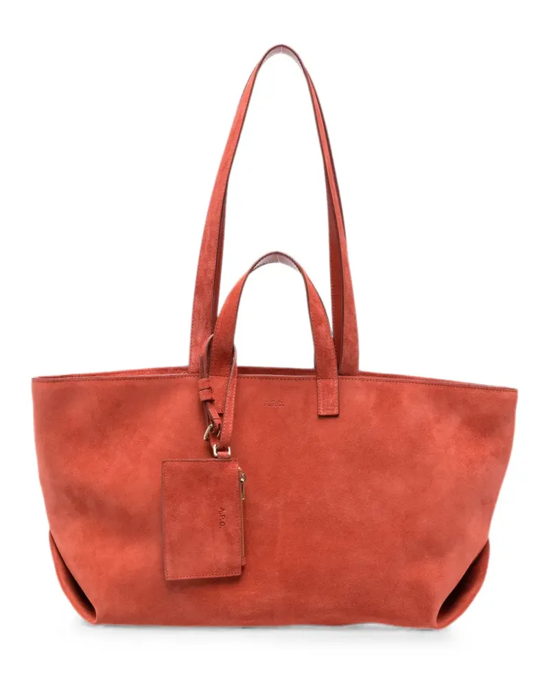 A.P.C. Drummer suede tote bag - Orange Orange
