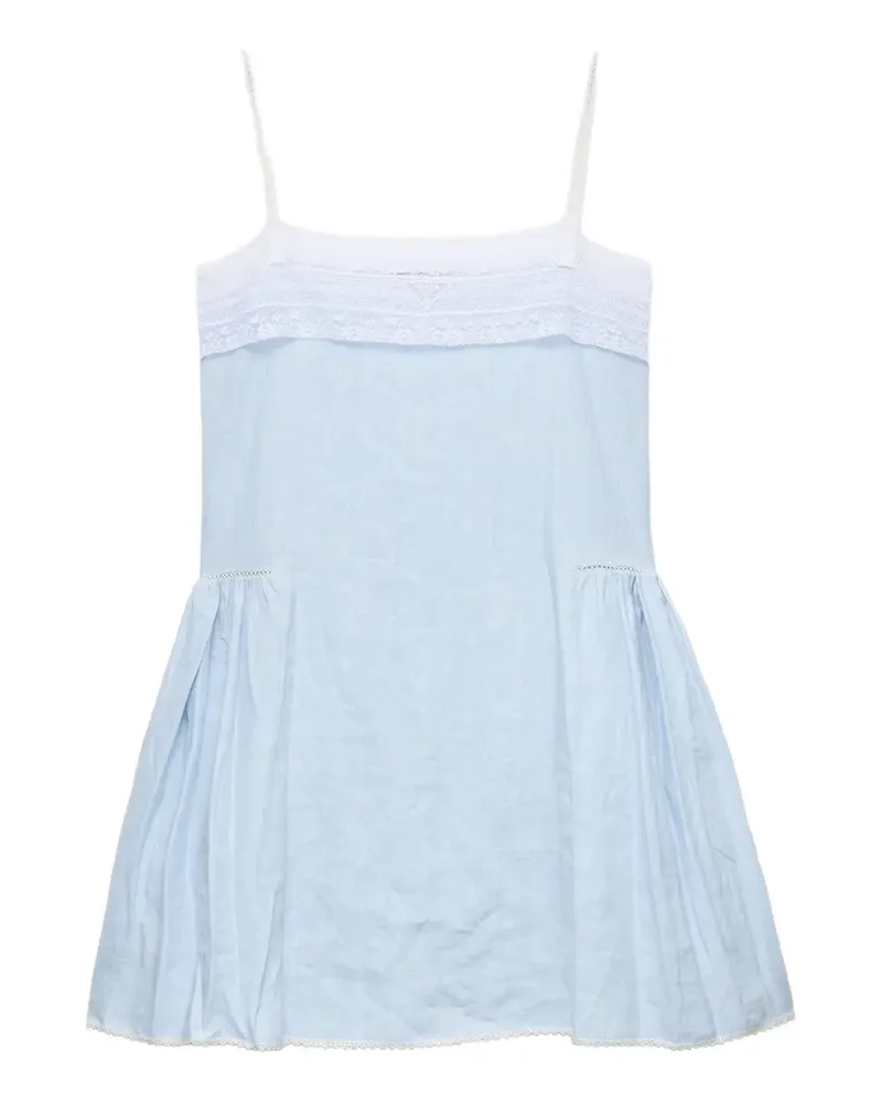 Prada Besticktes Minikleid aus Leinen - Blau Blau