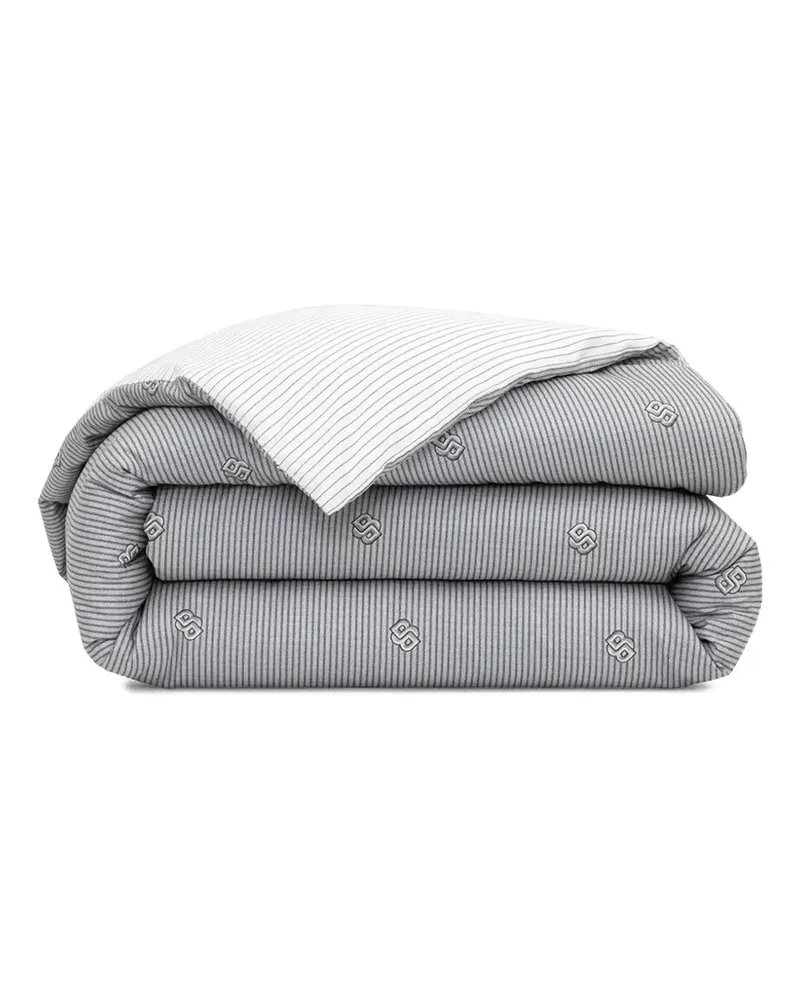 HUGO BOSS Bettbezug mit Logo-Streifen - Grau Grau