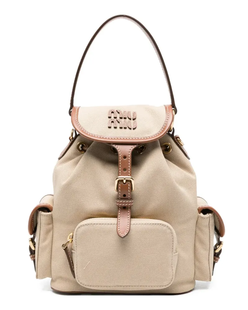Miu Miu logo pocket backpack - Nude Nude