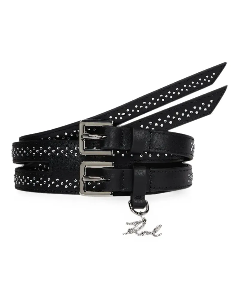 Karl Lagerfeld K/Signature Gürtel mit Strass - Schwarz Schwarz