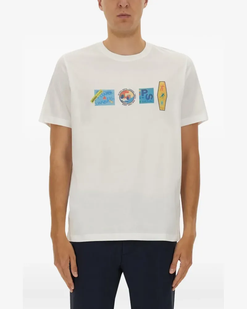 Paul Smith T-Shirt mit Sticker-Print - Weiß Weiß