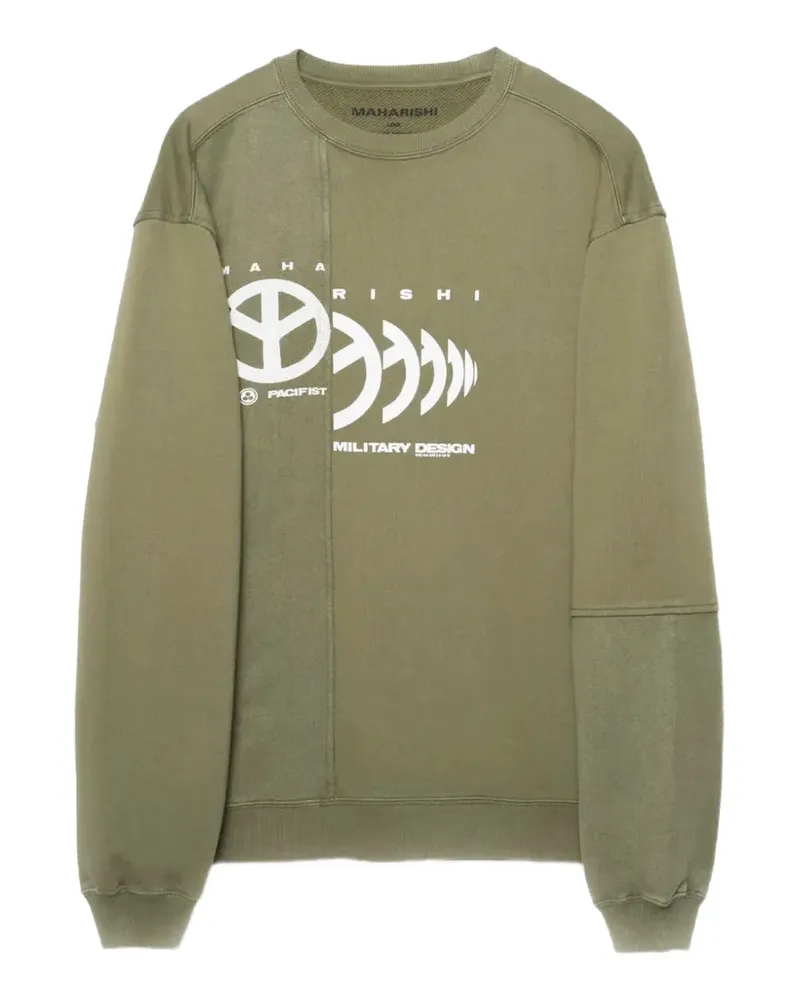 maharishi logo-print panelled sweater - Grün Grün