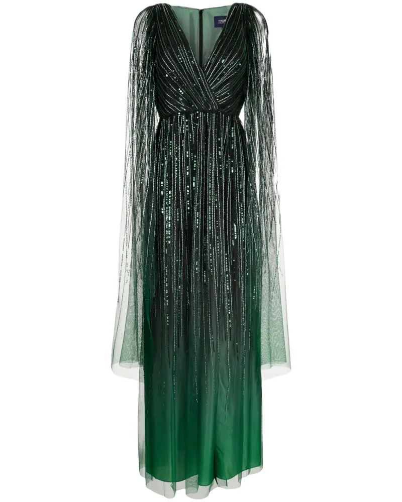 Marchesa Maxikleid mit Perlen - Grün Grün
