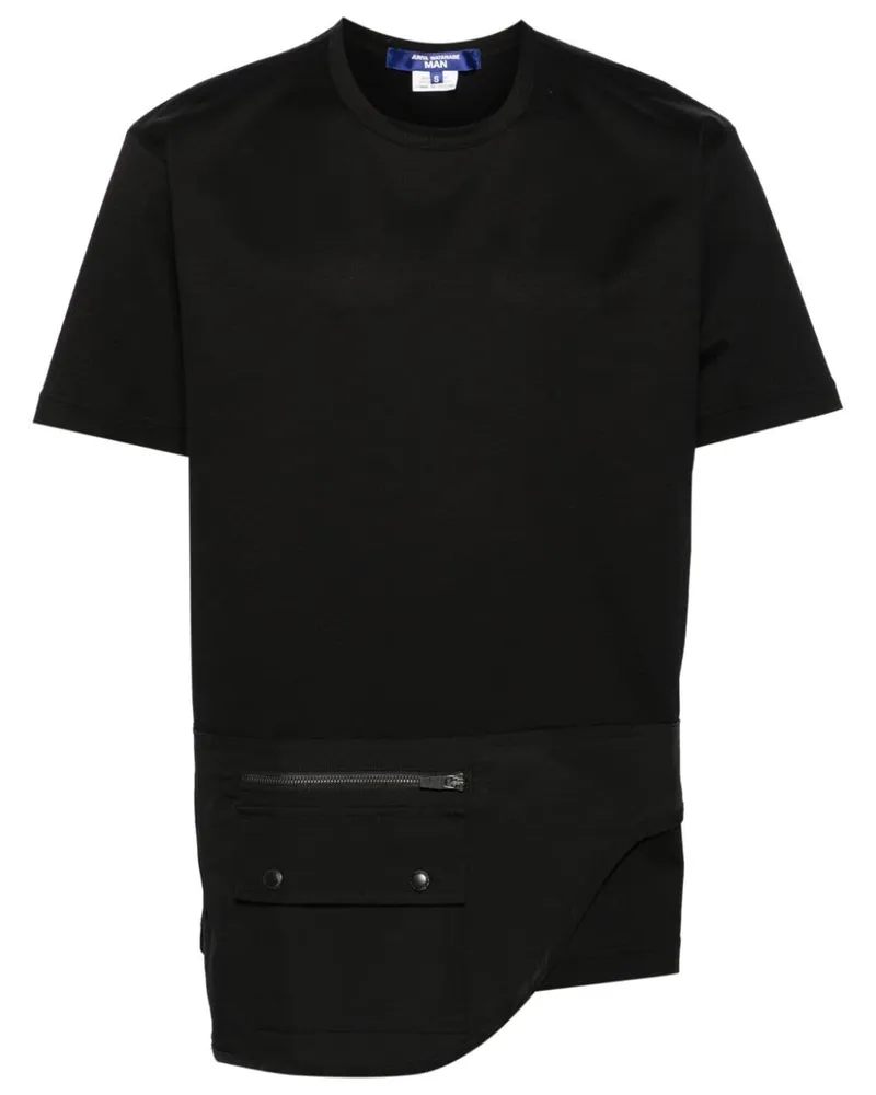 Junya Watanabe T-Shirt mit drapiertem Einsatz Schwarz