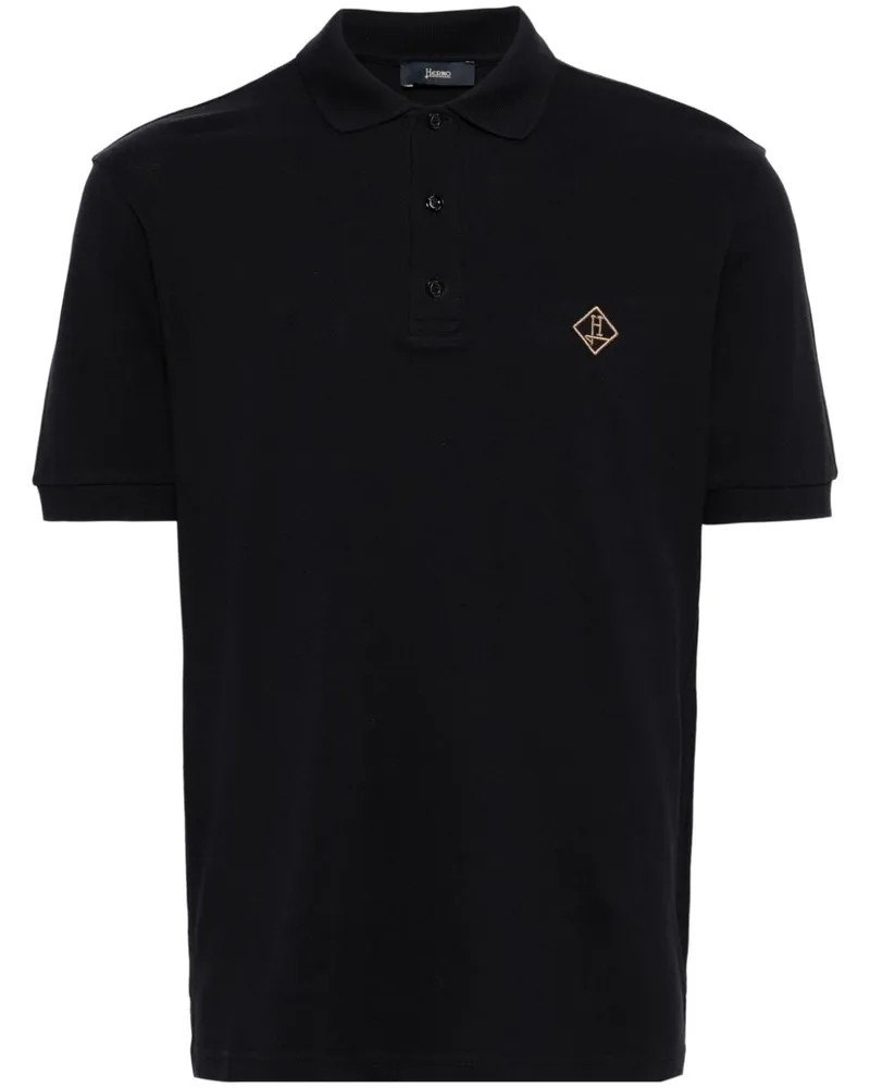 Herno Pikee-Poloshirt mit Logo-Stickerei - Blau Blau