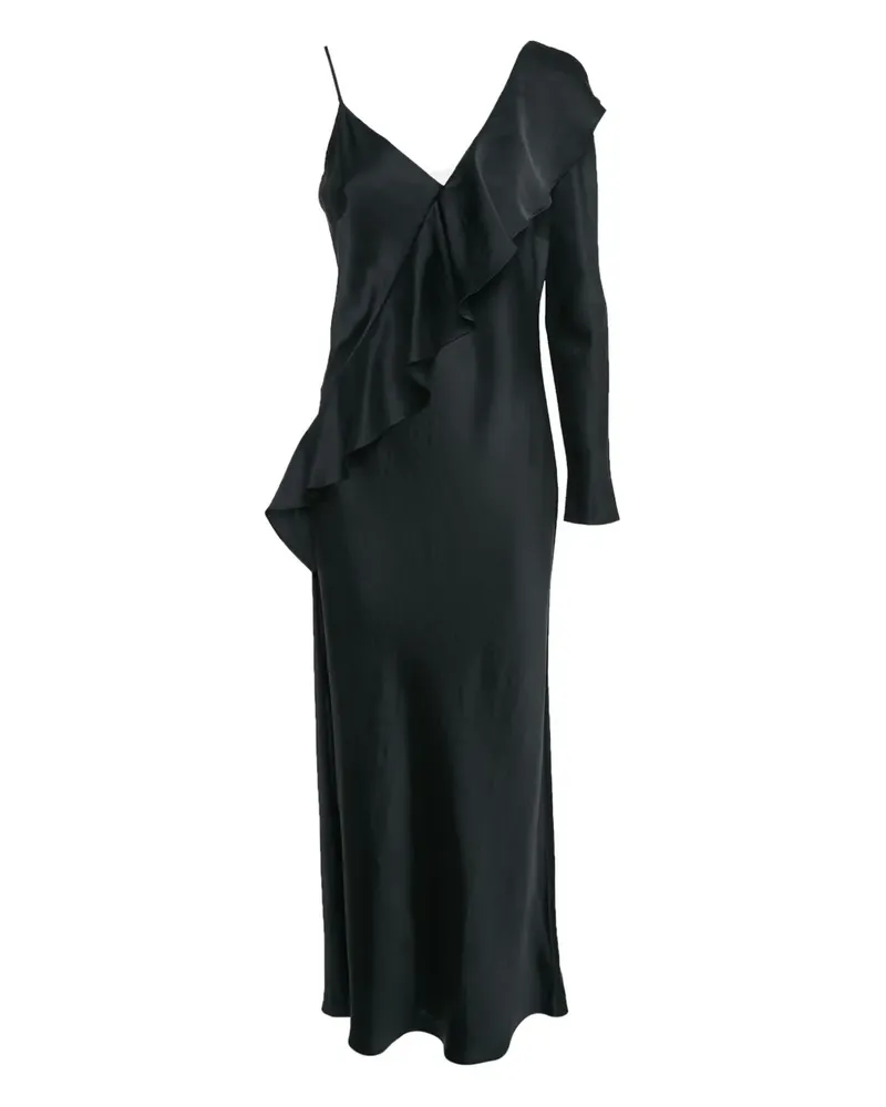 Diane von Furstenberg Satinkleid mit Volants - Schwarz Schwarz