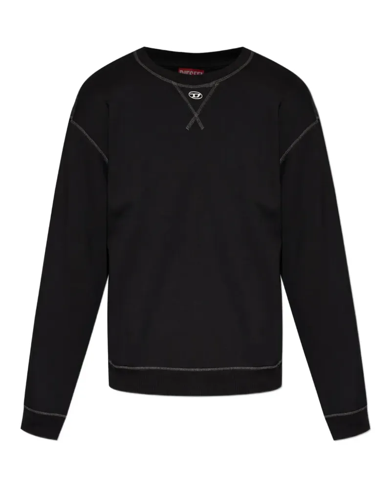 Diesel S-Norm-TR Sweatshirt mit Logo-Schild - Schwarz Schwarz