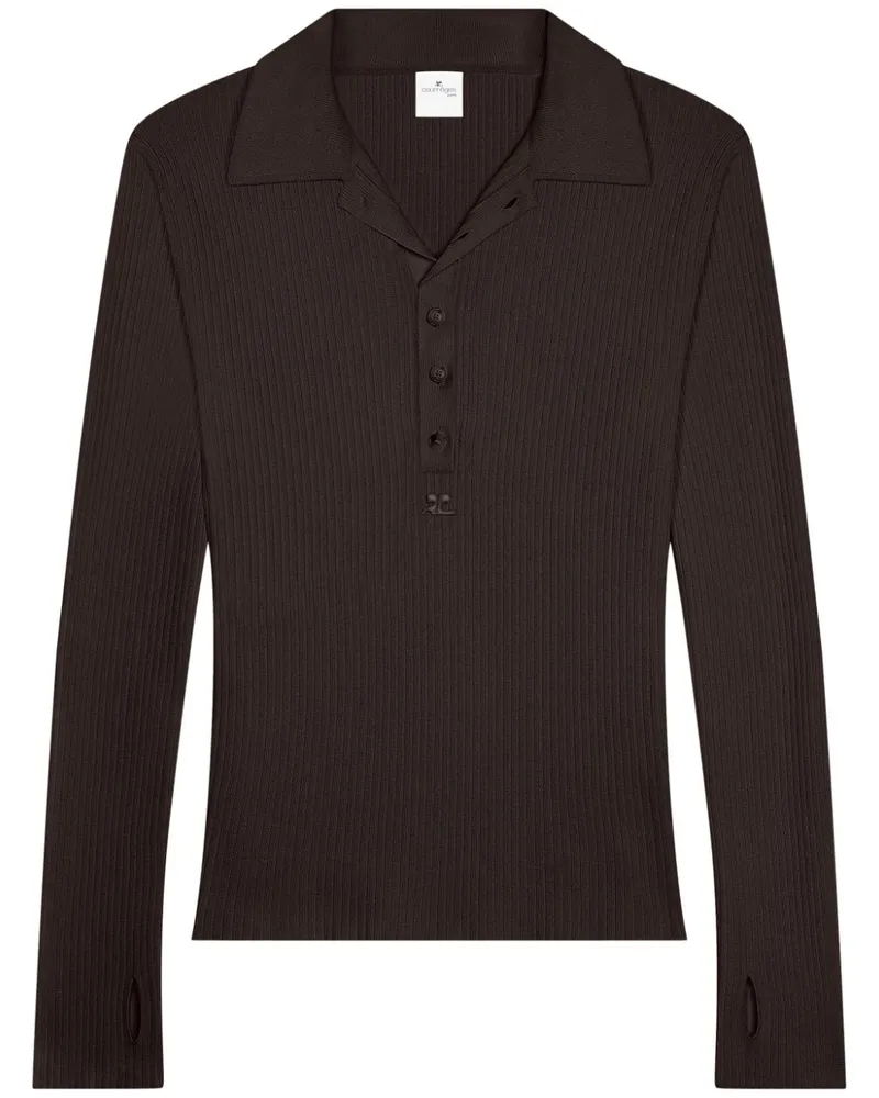 Courrèges Klassisches Poloshirt - Braun Braun