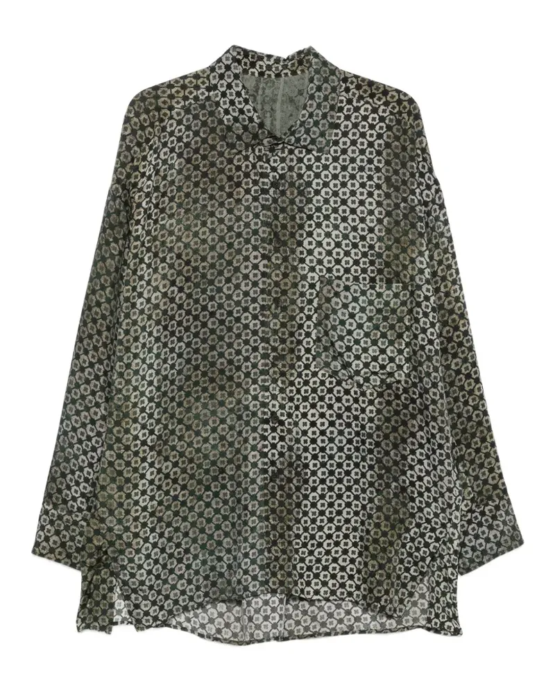 Ziggy Chen geometric-print long-sleeve shirt - Grün Grün