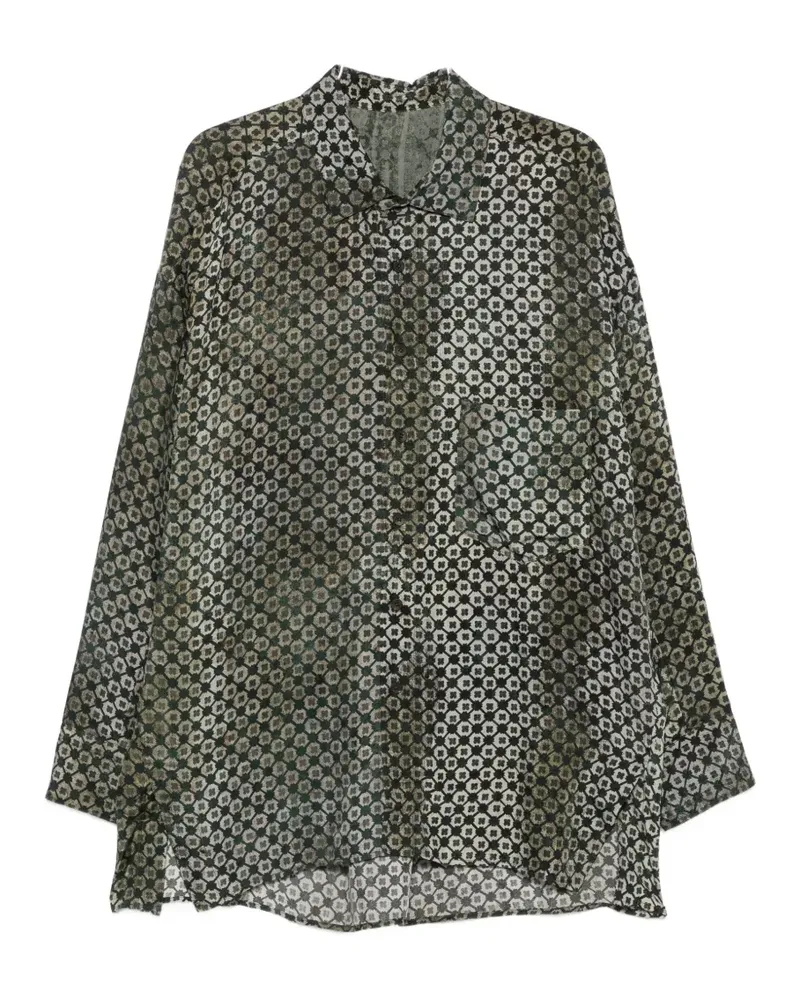 Ziggy Chen geometric-print long-sleeve shirt - Grün Grün