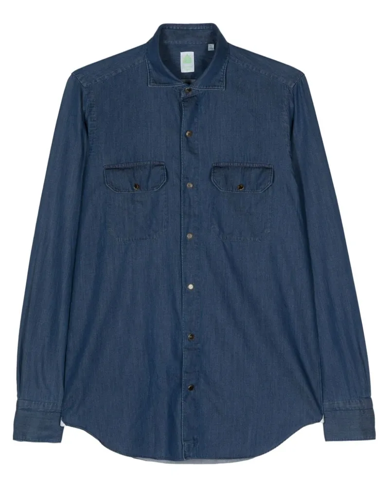 Finamore 1925 Hemd mit Druckknöpfen - Blau Blau