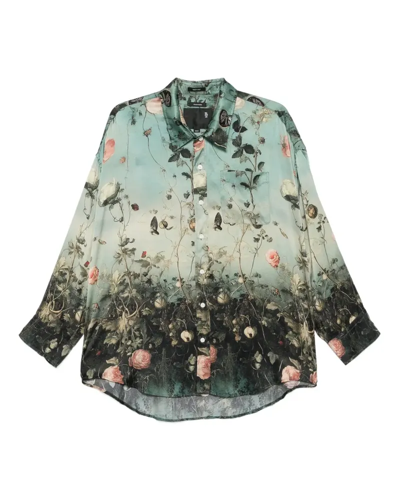 R13 Hemd mit Blumen-Print - Blau Blau