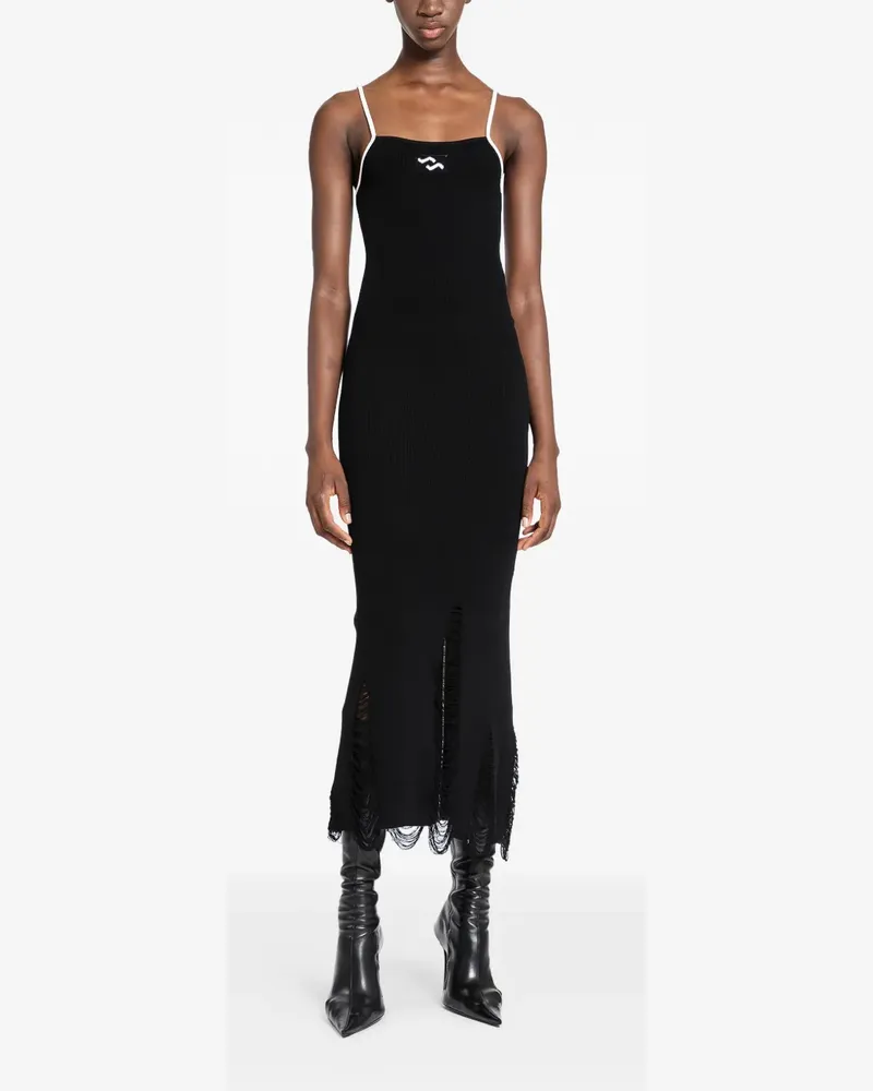 SSHEENA frayed kanotta dress - Schwarz Schwarz