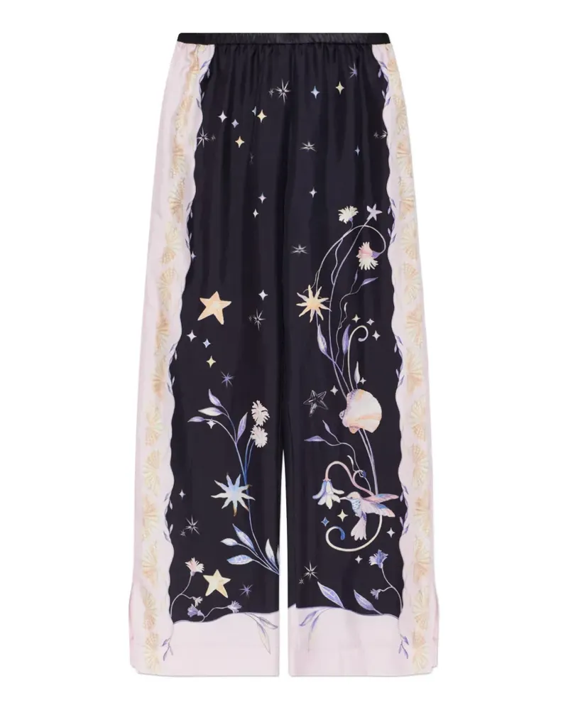 forte_forte celestial-print wide-leg trousers - Schwarz Schwarz