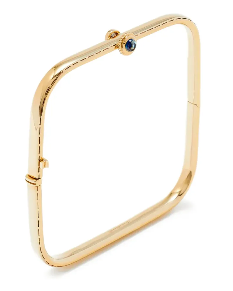 Yvonne Léon 9kt Jonc Gousset Gelbgoldarmband mit Diamant und Saphir Gold