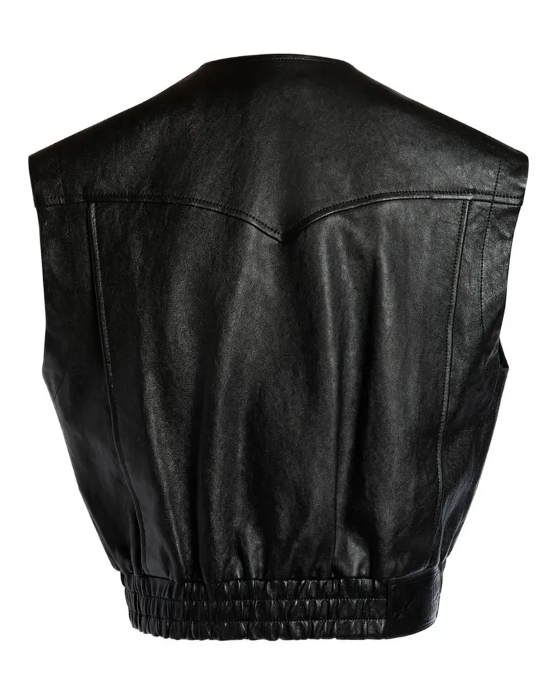 Bally Lederweste mit V-Ausschnitt - Schwarz Schwarz