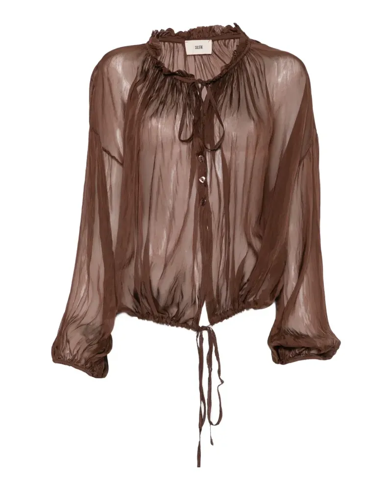 SOLOTRE tie-neck blouse - Braun Braun