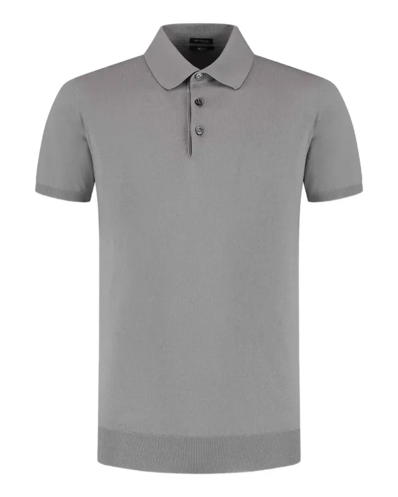 Kiton Poloshirt mit geripptem Saum - Grau Grau