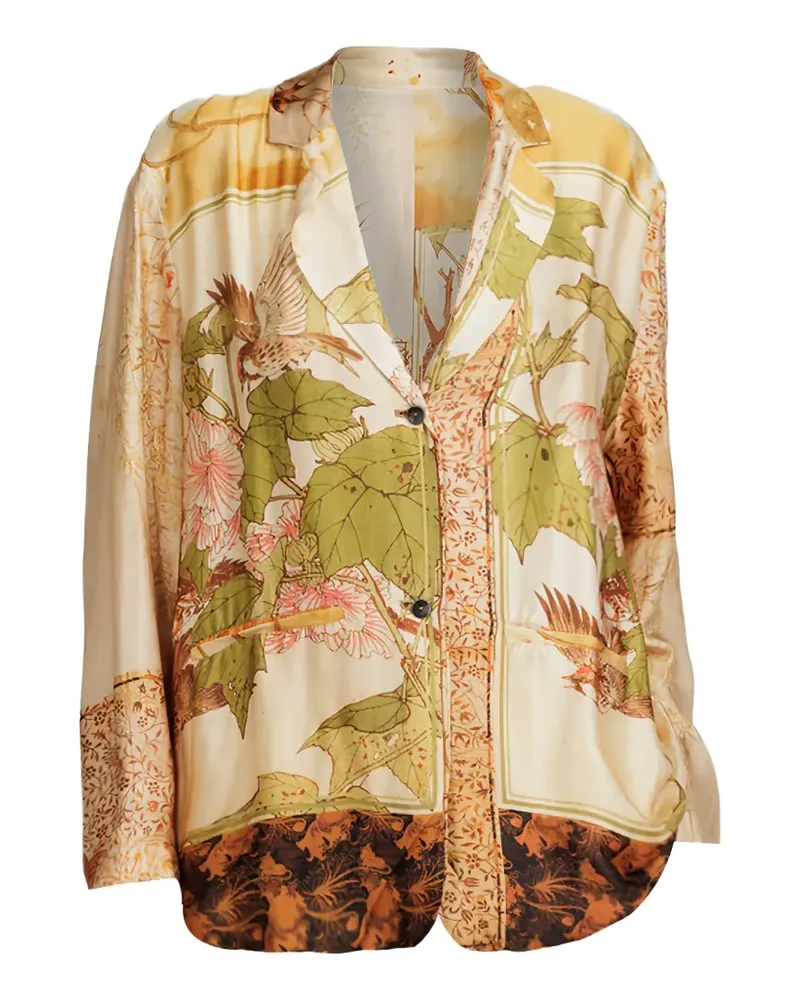 Masnada floral-print patchwork jacket - Nude Nude