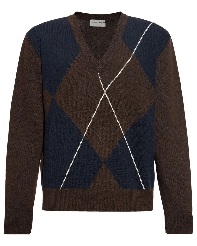 Officine Generale Pullover mit Argyle-Muster - Braun Braun