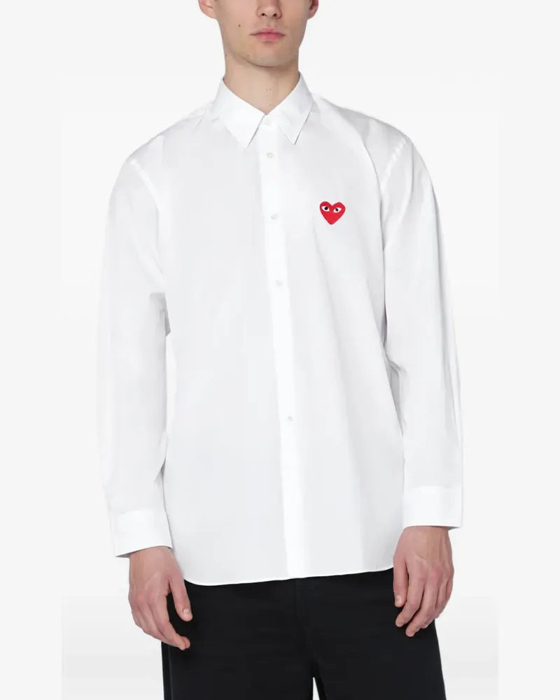 Comme des Garçons Langarmshirt mit Herz-Patch - Weiß Weiß