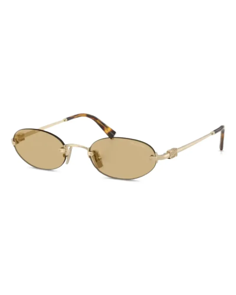 Miu Miu Sonnenbrille mit Logo - Gold Gold