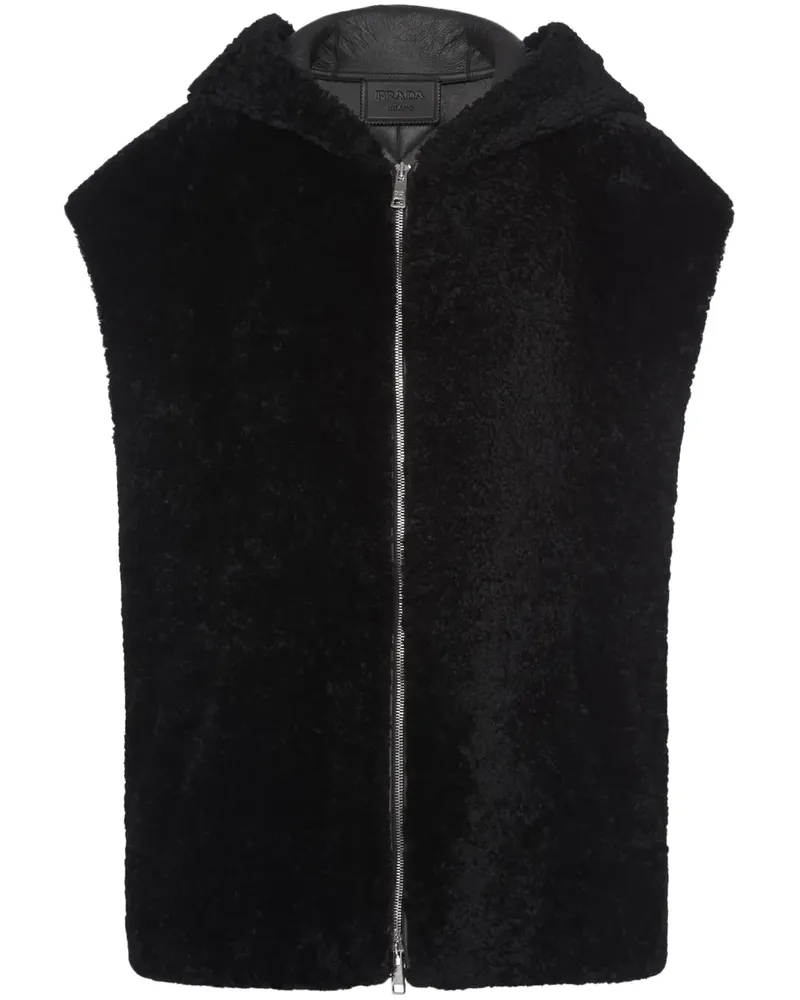 Prada Weste aus Faux Shearling - Schwarz Schwarz